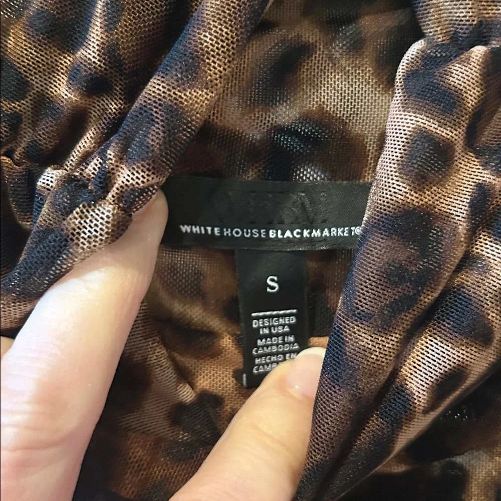 White House Black Market Sheer Animal Print Long Sleeve top- excellent condition - Picture 2 of 6